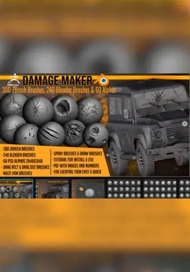 Damage Maker 300+破碎雕刻笔刷