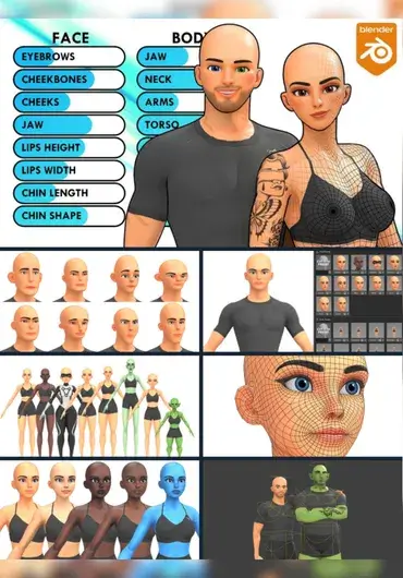 Customisable Female Basemesh V2.1｜可自定义男女基础模型