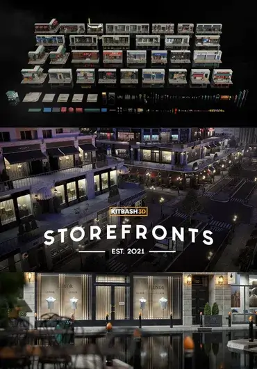 KitBash3D – Storefronts：Cinema 4D 街面店铺建筑套件